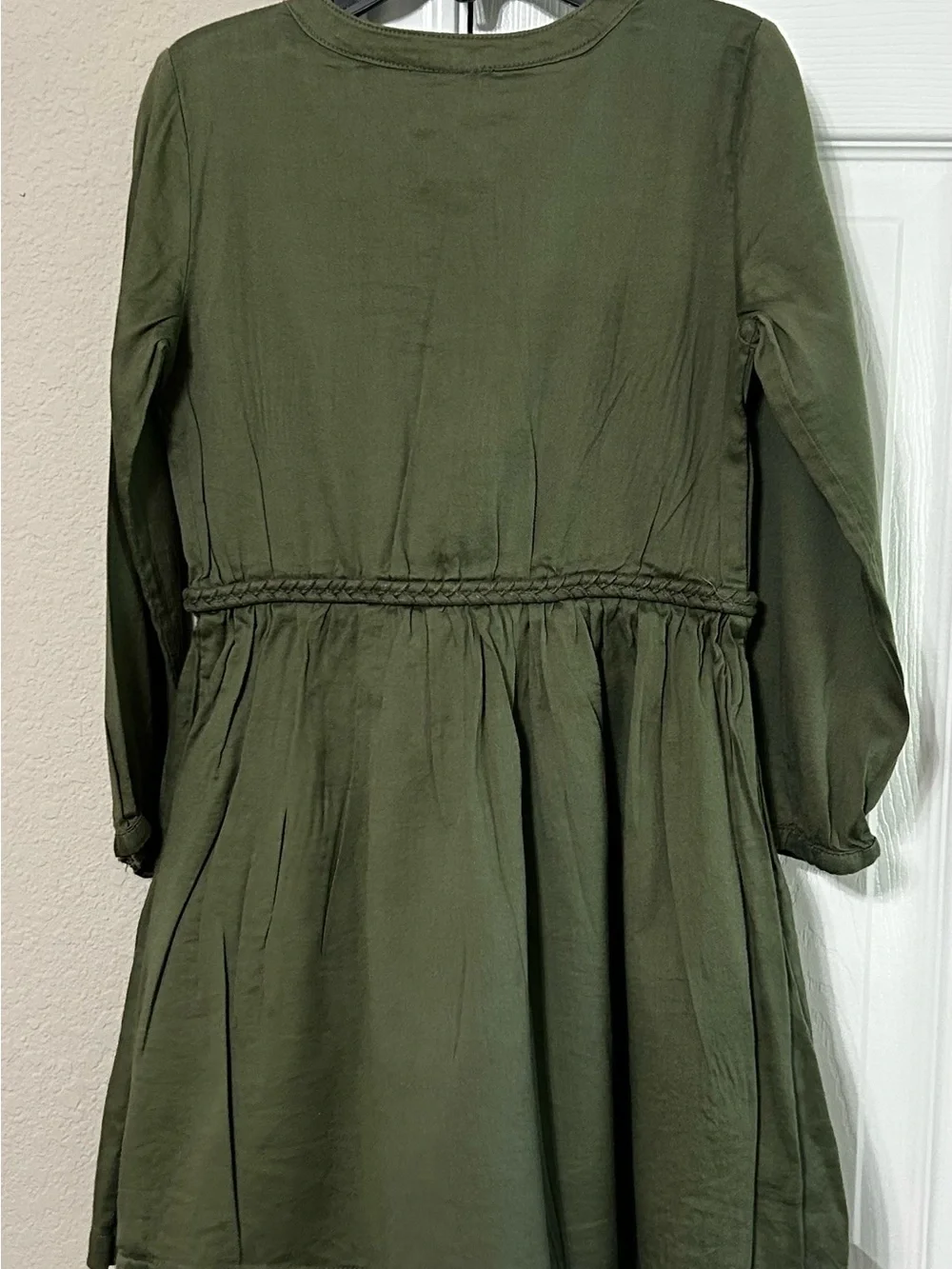 Carter's Olive Green Floral Embroidered Button-Front Dress size 4/5